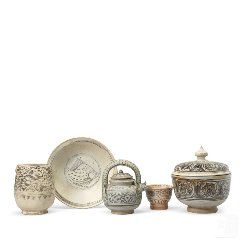 泰國 十四至十六世紀 陶瓷器皿一組 | FIVE CERAMIC VESSELS - 图3
